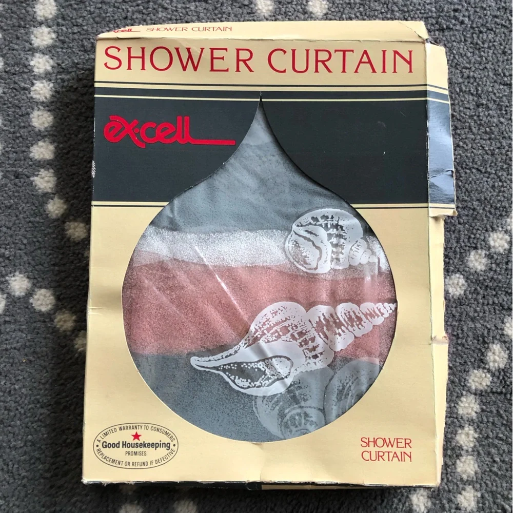 (Ex-cel) Vintage Seashell Shower Curtain - NEW IN BOX!
